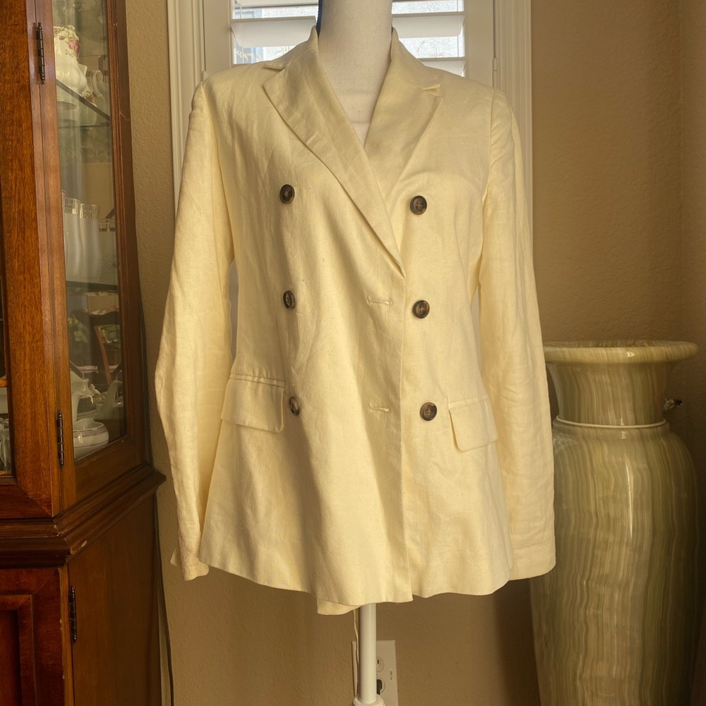 New Linen Women's Cream Blazer Jacket